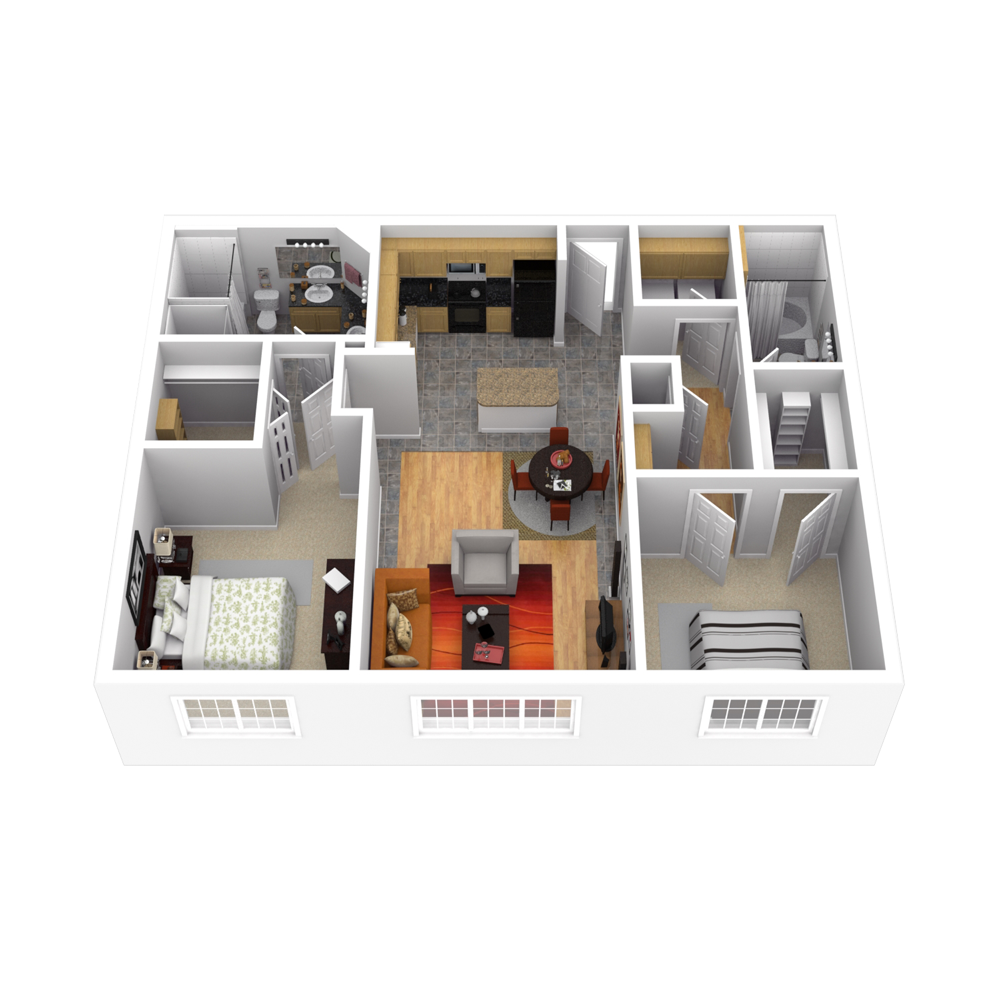 36Sixty, Floor Plans, B2 (3D)
